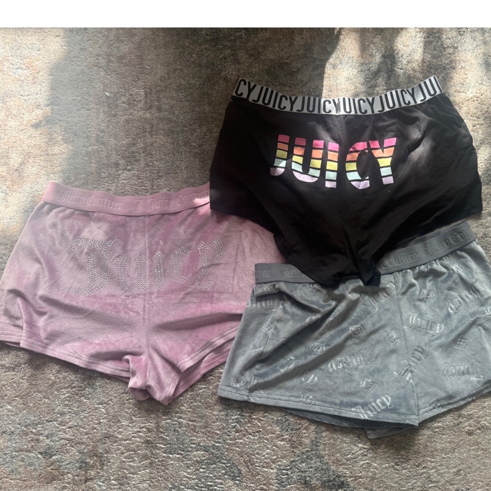 Juicy‎ Couture Sleep Shorts Bundle Pink Velour Grey Embossed Black Rainbow L XL